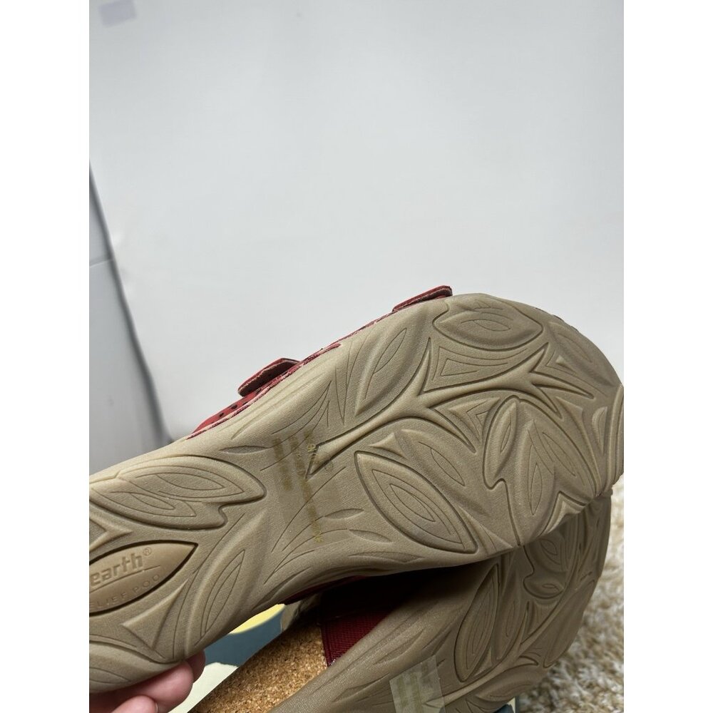 Earth Perforated Leather Slide Sandals- Sand Antigua Bright Red Size 7 M - Picture 5 of 6